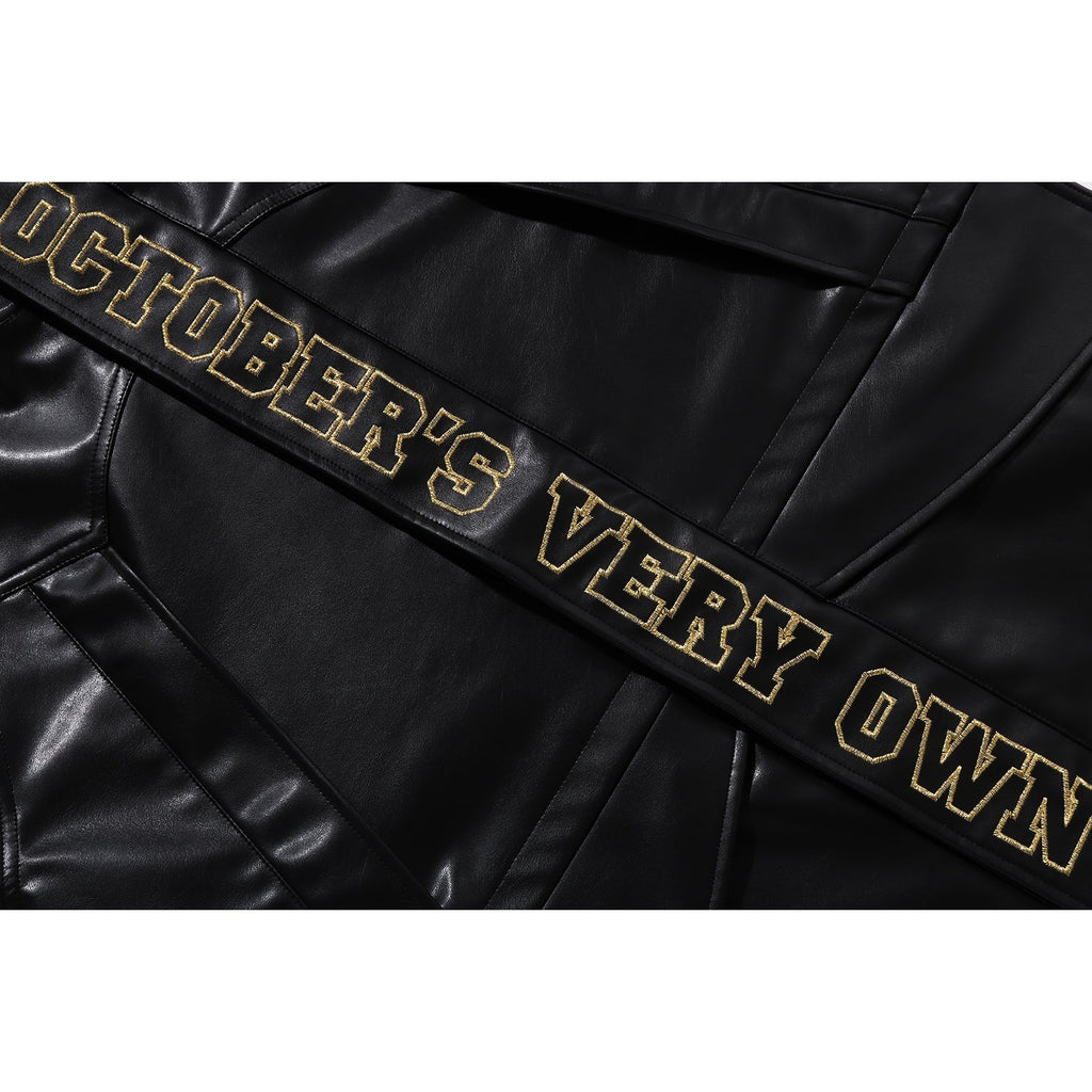 BAPE X OVO SYNTHETIC WASHABLE LEATHER SNOWBOARD JACKET MENS