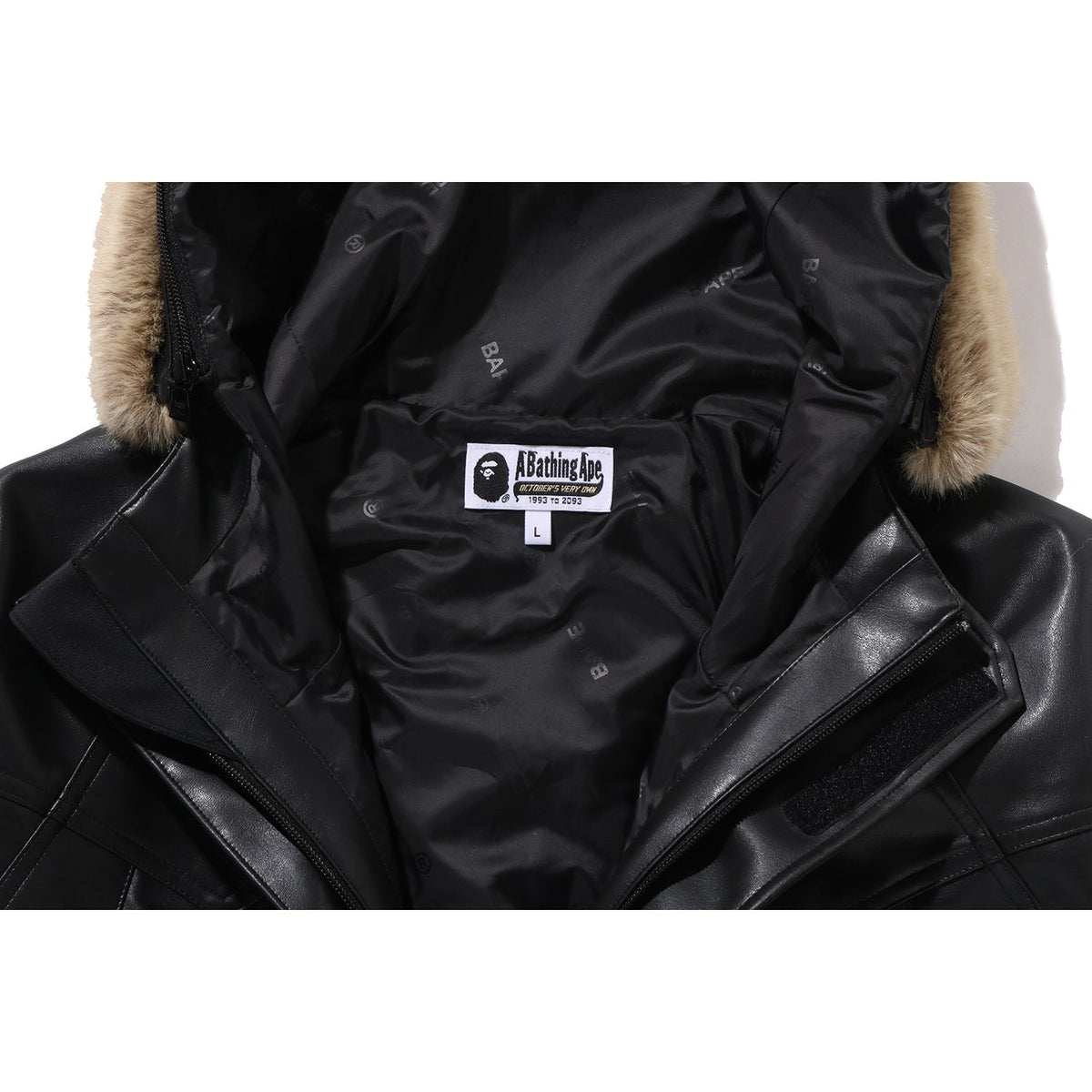 BAPE X OVO SYNTHETIC WASHABLE LEATHER SNOWBOARD JACKET MENS