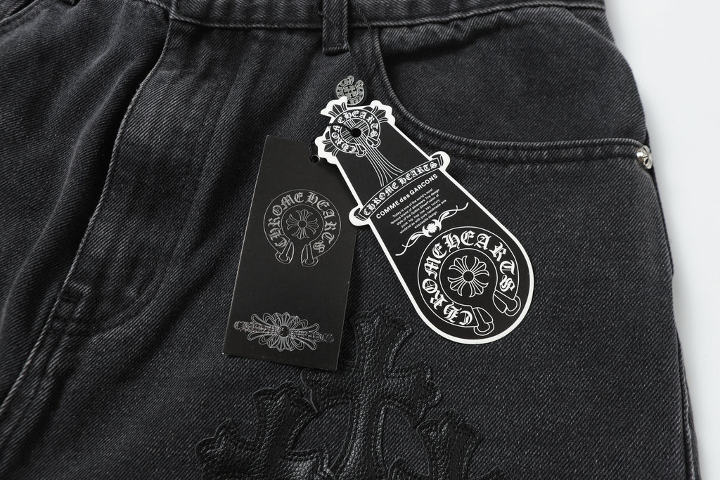 Chrome Hearts Black Cross Patch Grey Jeans