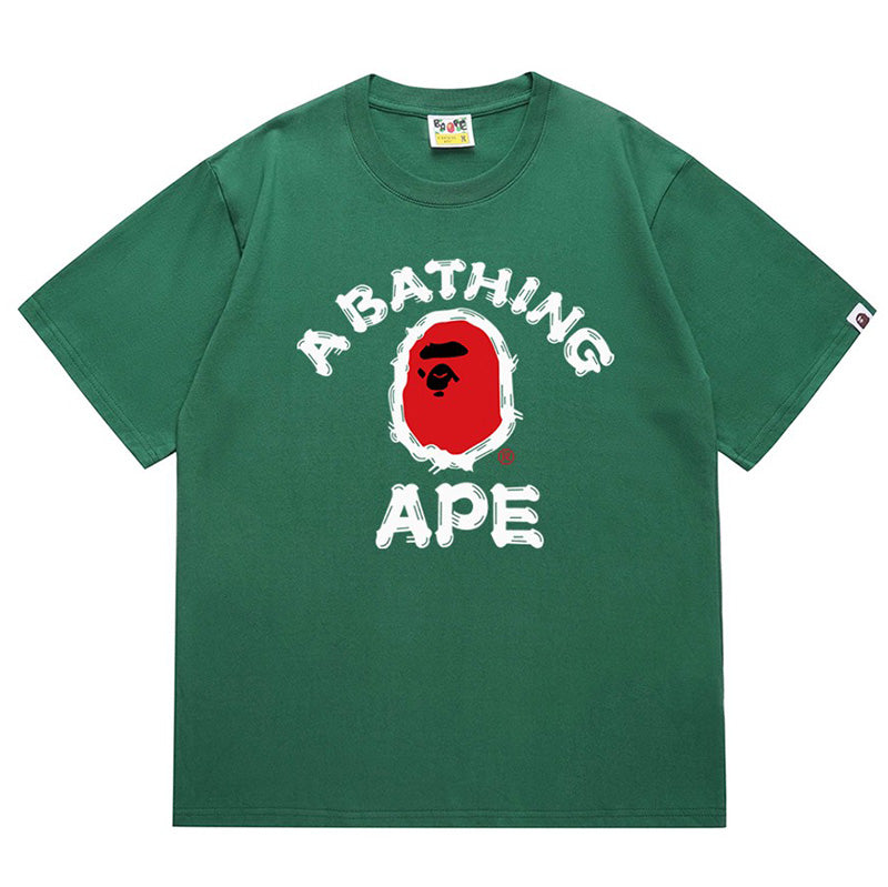 BAPE Brush College Ape Head Men's T-Shirt - Green