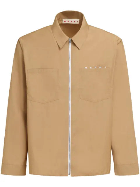 Marni logo-print cotton shirt jacket
