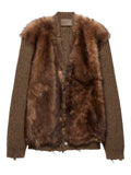 Prada shearling-trimmed wool cardigan