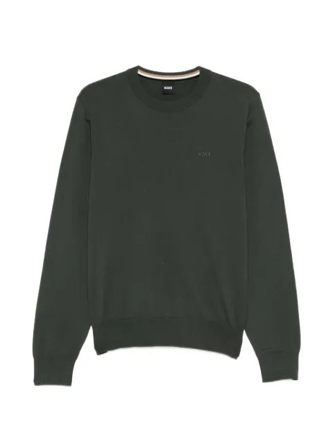 BOSS crew-neck stripe trim knitted sweater