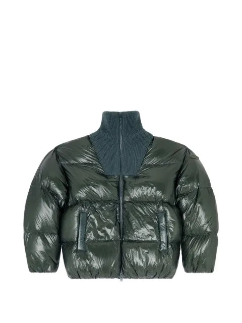 Diesel down puffer jacket in ripstop with ribbed collar