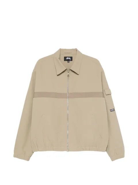 Stüssy tape-detail zip-up mechanic jacket