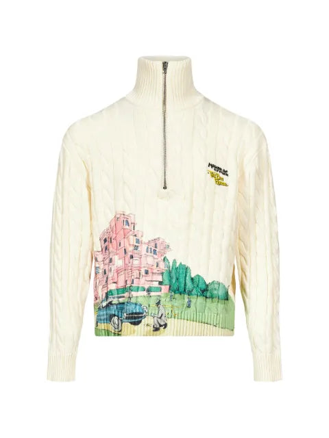 House of errors graphic-print cable-knit sweater