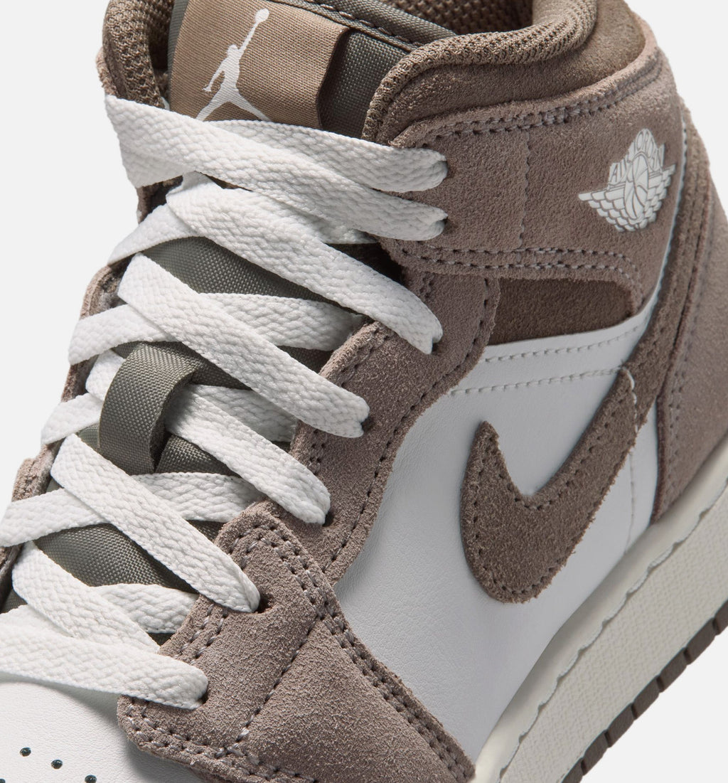 Air Jordan 1 Mid | Big Kids' Lifestyle Shoe | Enigma Stone/Olive Grey/Summit White
