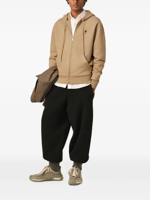 AMI Paris Zipped cotton hoodie with Ami de Coeur