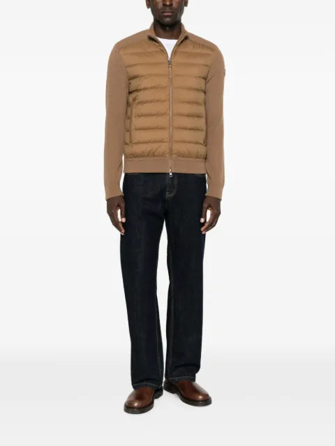 Moncler quilted-panel zip-up cardigan