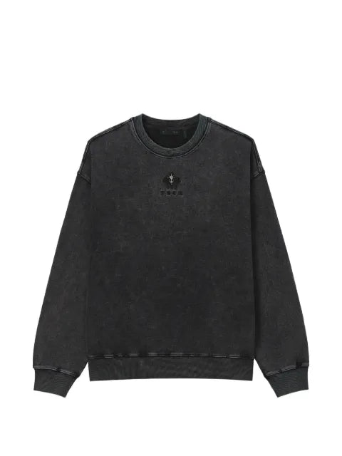 FIVE CM acid-wash logo-embroidered sweater