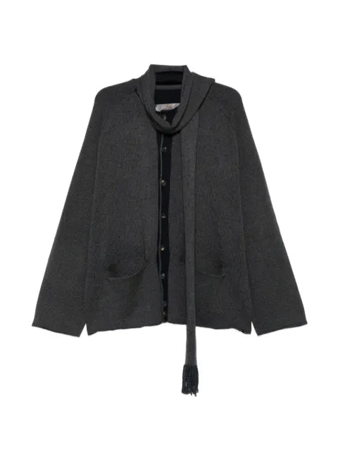 Ziggy Chen scarf-detail long-sleeve cardigan