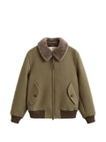 Gant shearling-collar wool jacket
