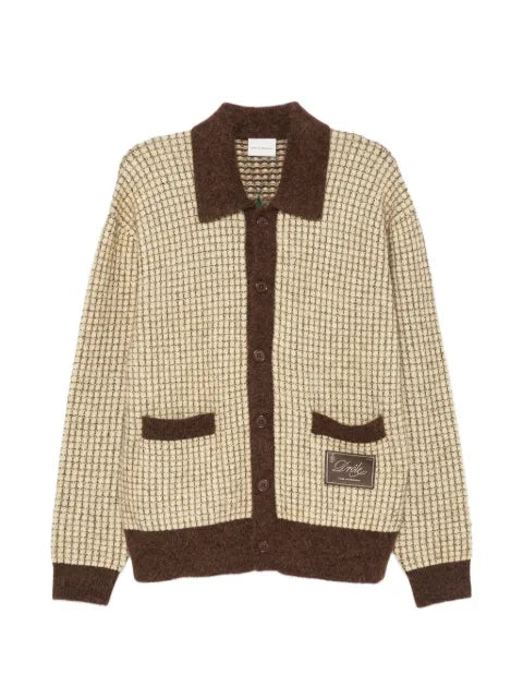 Drôle De Monsieur waffle-knit logo-patch cardigan