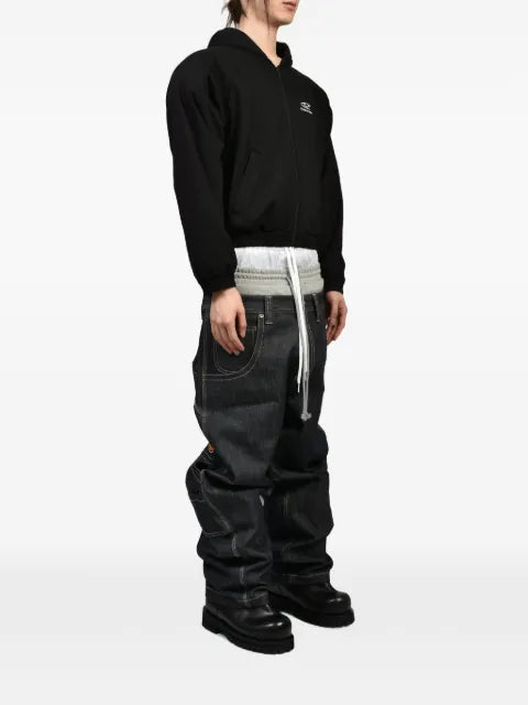 PROTOCOL INDEX logo-embroidered zip-up hoodie