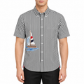 Striped Sailboat Embroidered Shirt — Unisex Short-Sleeve | Thom Browne