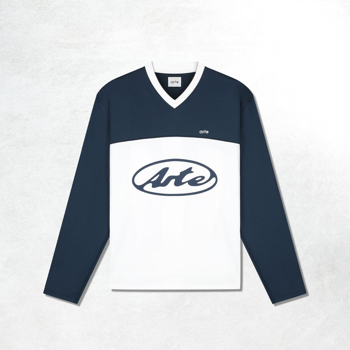 Arte Circle Logo Longsleeve: White / Navy