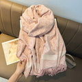 Cashmere handmade scarf women autumn and winter light luxury feeling cold warm neck outer jacquard double-sided shawl