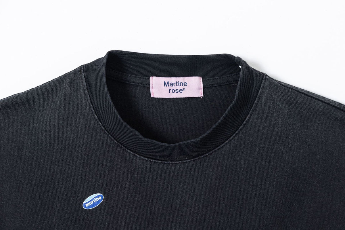 Martine Rose Washed Vintage Letter Print Crew Neck Short Sleeve Tee