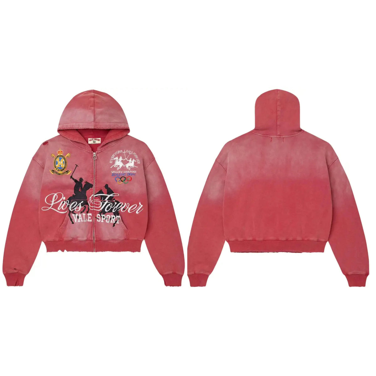 Vale Forever Lives Forever Vale Sport Polo Zip Hoodie — Red