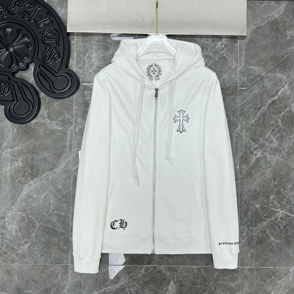 Chrome Heart Hoodie Overlap Phantom Cross Zip Sweater Couple