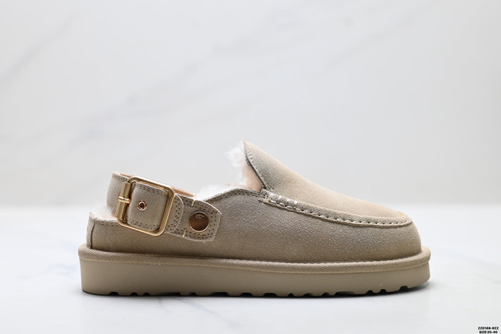 UGG Golden Family Shearling Buckle Clogs