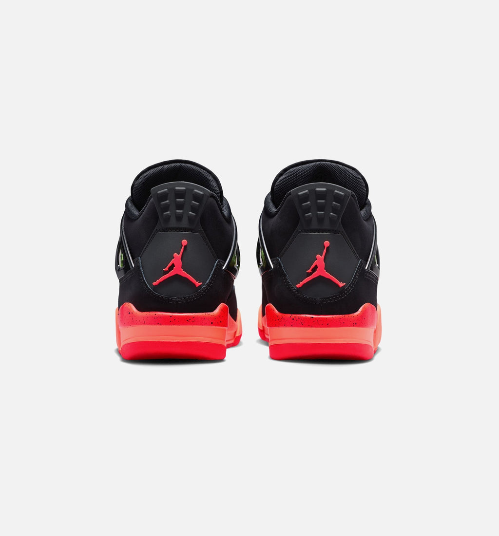Air Jordan 4 Retro Grade School Lifestyle Shoe - Black/Infrared 23/Bright Mango
