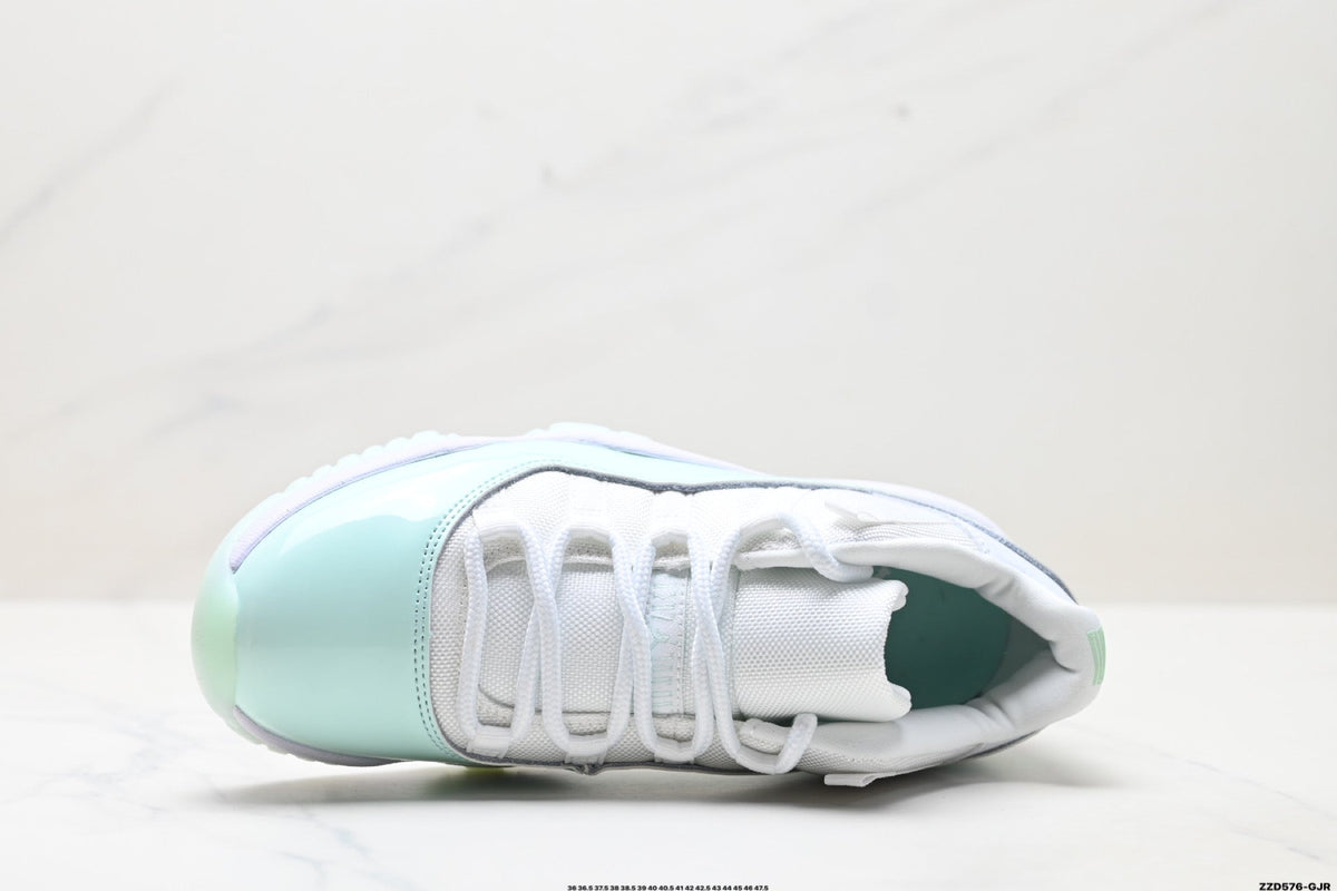Air Jordan 11 Retro White and Mint Unisex Sneakers Style 09