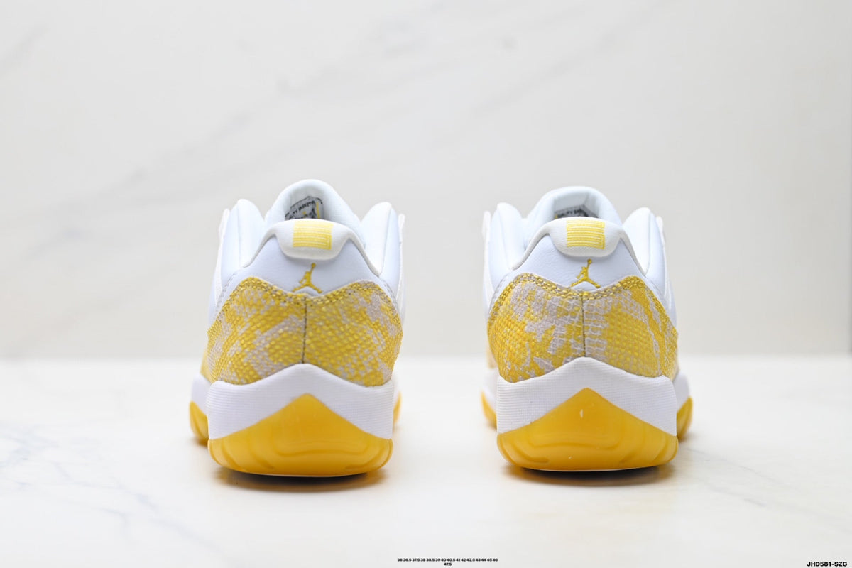 Air Jordan 11 Retro White and Yellow Snakeskin Unisex Sneakers Style 18