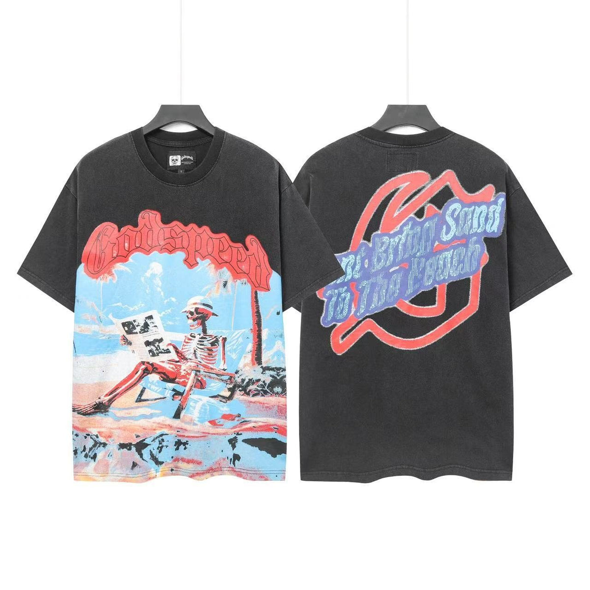 Godspeed Running Skeleton Beach Graphic T-Shirt