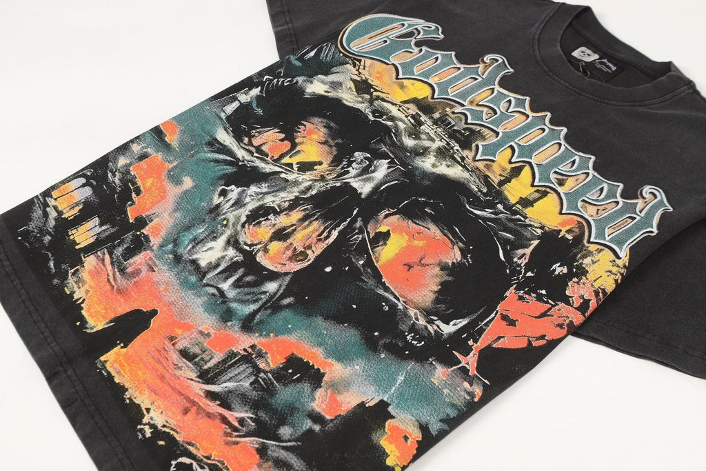 Godspeed Washed Black Skull Graphic T-Shirt