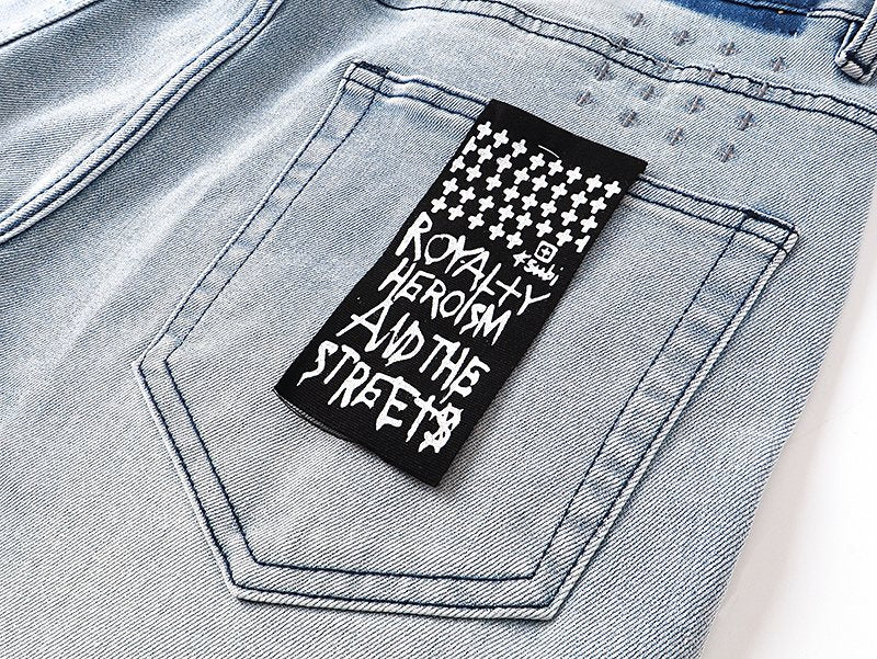 Ksubi Distressed Light Wash Slim Tapered Jeans