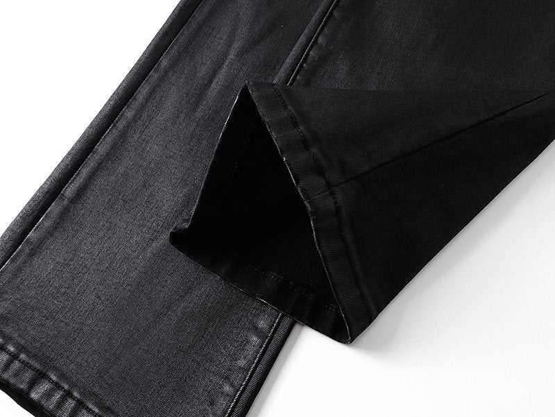 Purple Brand Black Coated-Look Bootcut Jeans