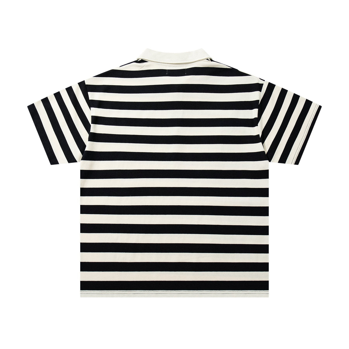 MAJESTIK Skull Graphic Striped Zip-Collar T-Shirt