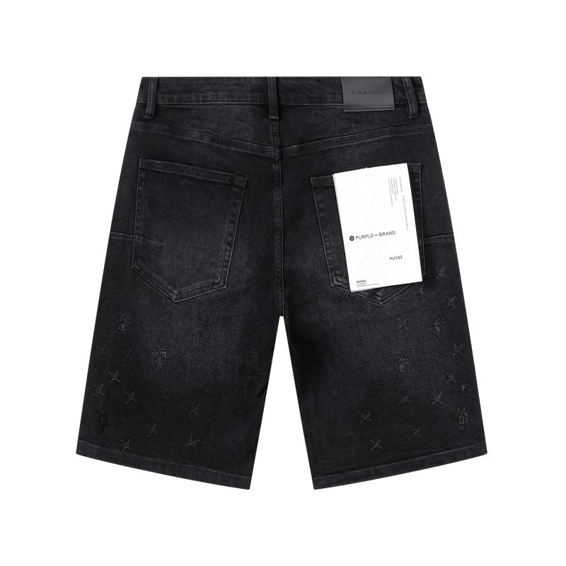 Purple Brand Star Embellished Denim Shorts