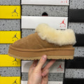 UGG Tazz Platform Slip-On Slipper – Suede Moccasin with Oversized Shearling Cuff & Platform Sole in Chestnut