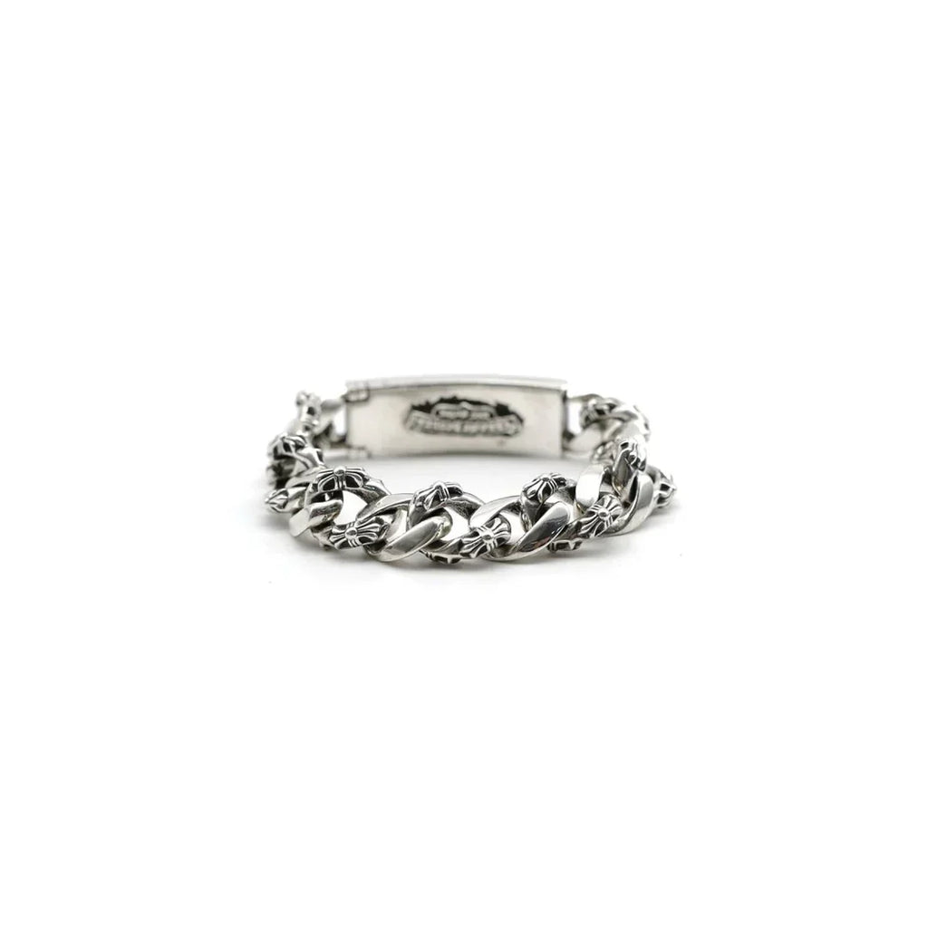 Chrome Hearts Silver Cross Link Cuban Bracelet