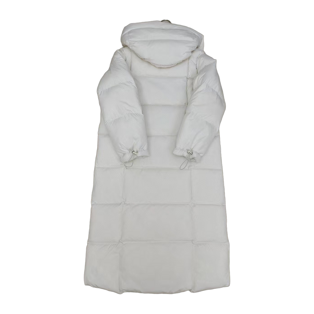 New Balance Hooded Long Puffer Coat | Off White | Women's Winter Coat