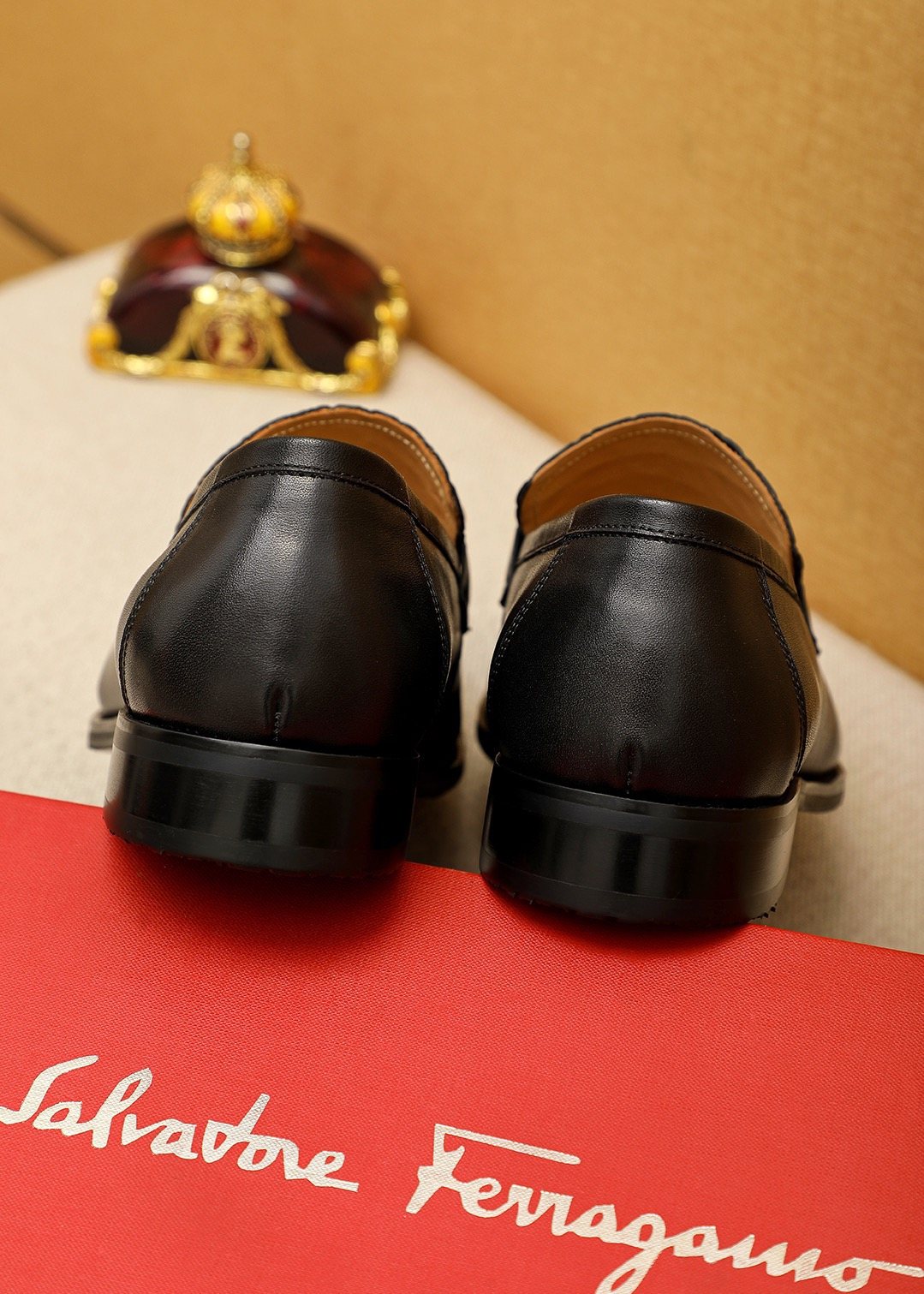Ferragamo Black Buckle Loafers - Rounded Toe