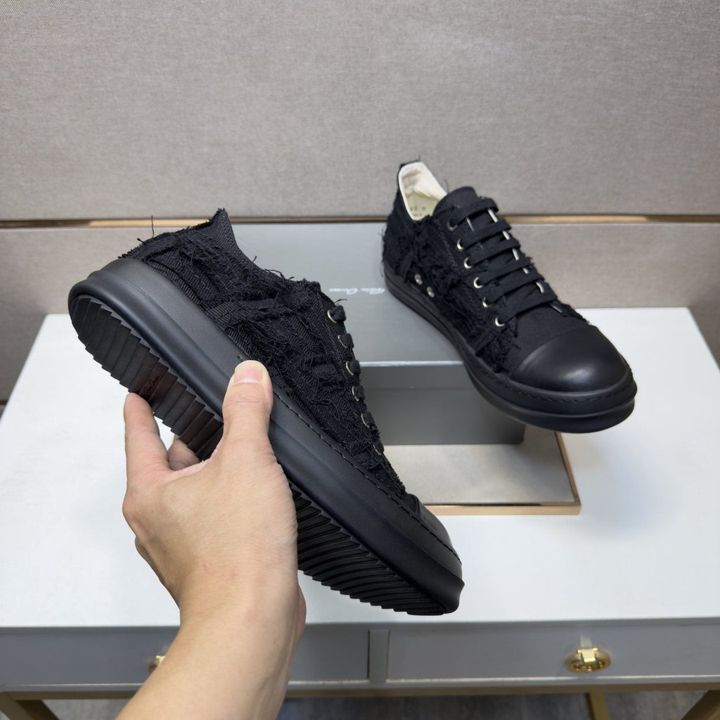 Rick Owens Black Low-Top Sneakers