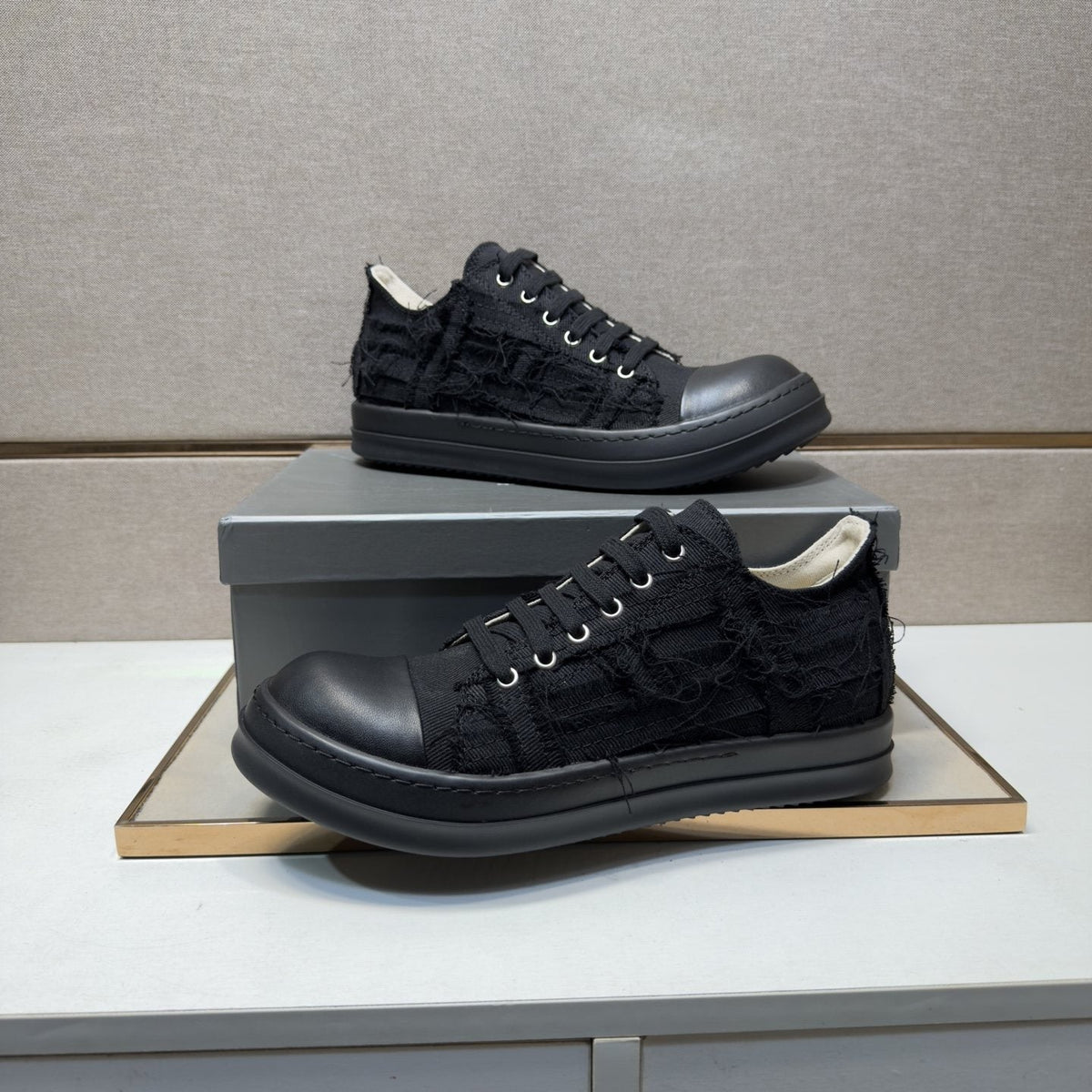 Rick Owens Black Low-Top Sneakers