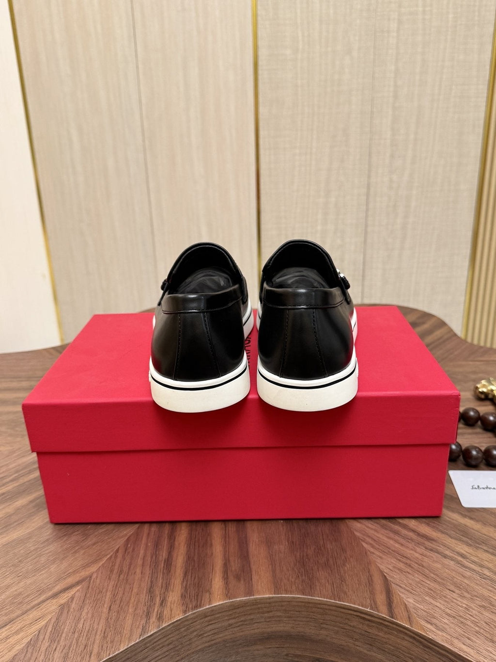 Salvatore Ferragamo Black Loafers with White Soles