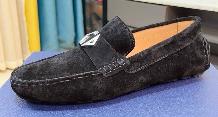 Dior Black Textured Slip-On Loafers