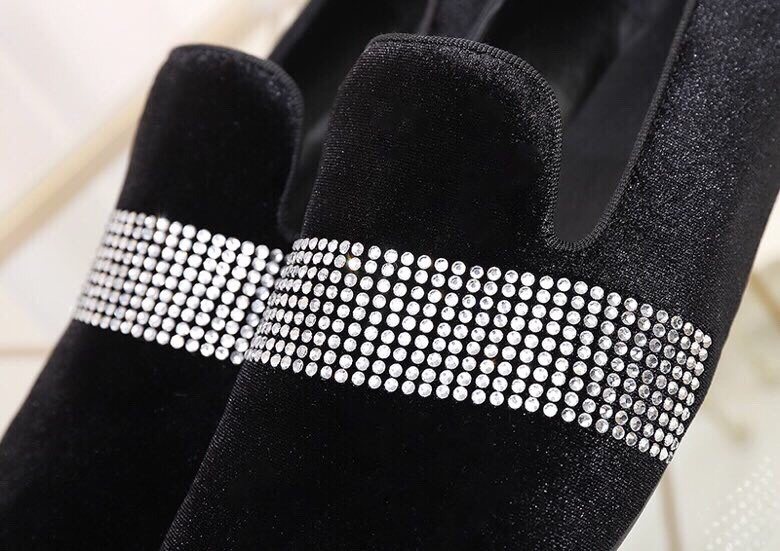 Giuseppe Zanotti Black Rhinestone Band Slip-On Loafers