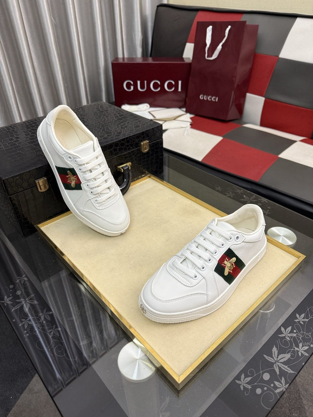 Gucci Green and Red Stripe Bee Sneakers