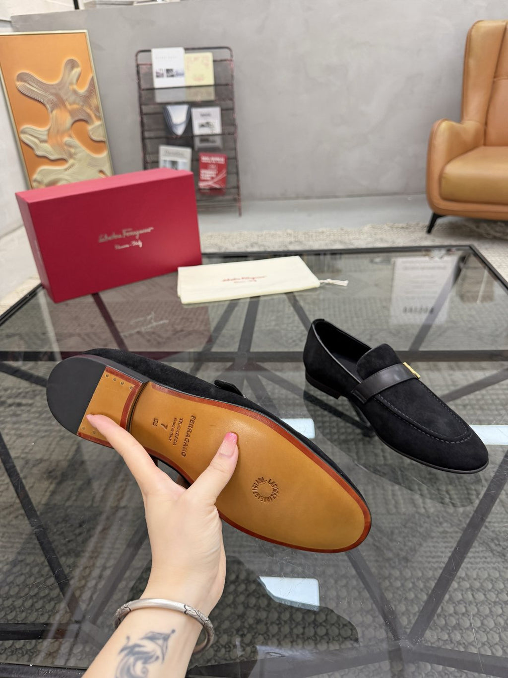 Men's Gold-Tone Hardware Suede Slip-On Loafers