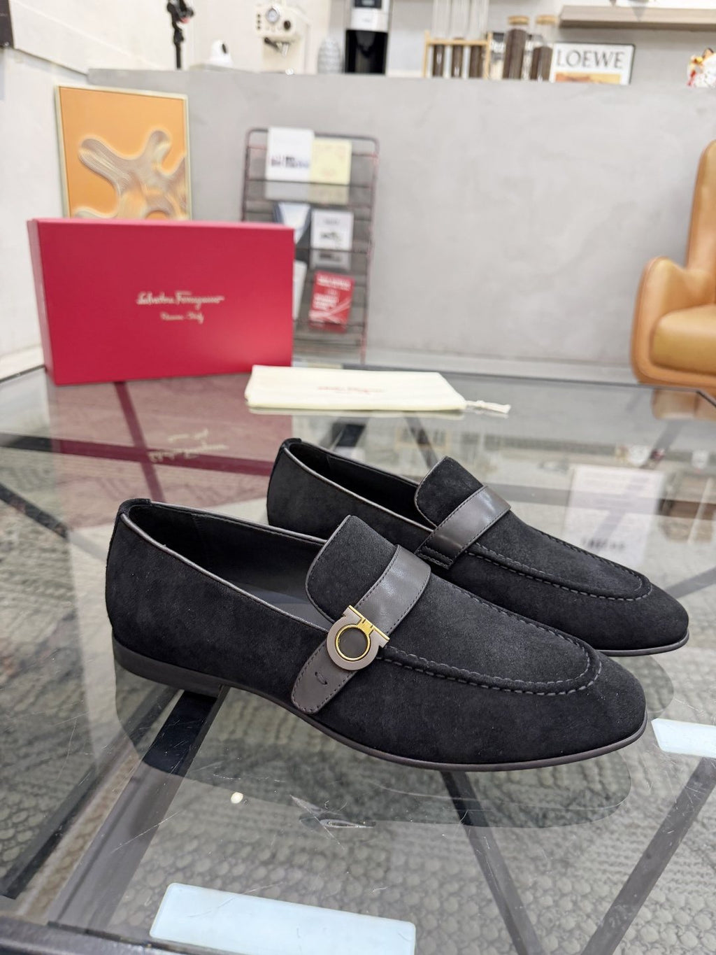 Men's Gold-Tone Hardware Suede Slip-On Loafers