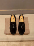 Loro Piana Men's Black Metal-Bit Loafers