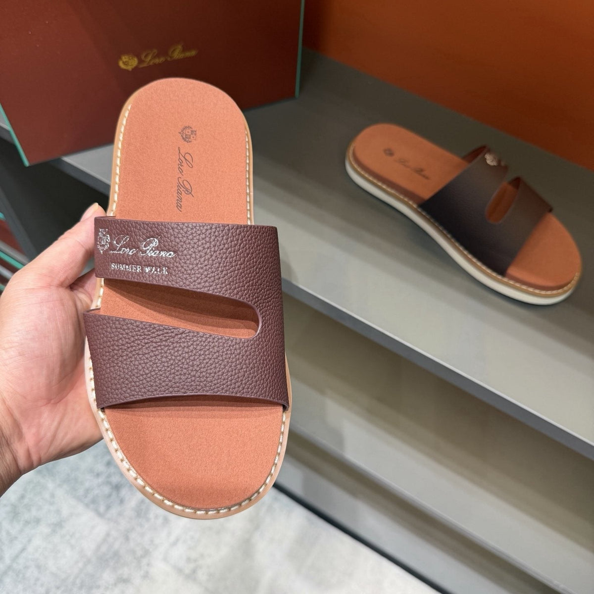 Loro Piana Summer Walk Slotted Slide Sandals