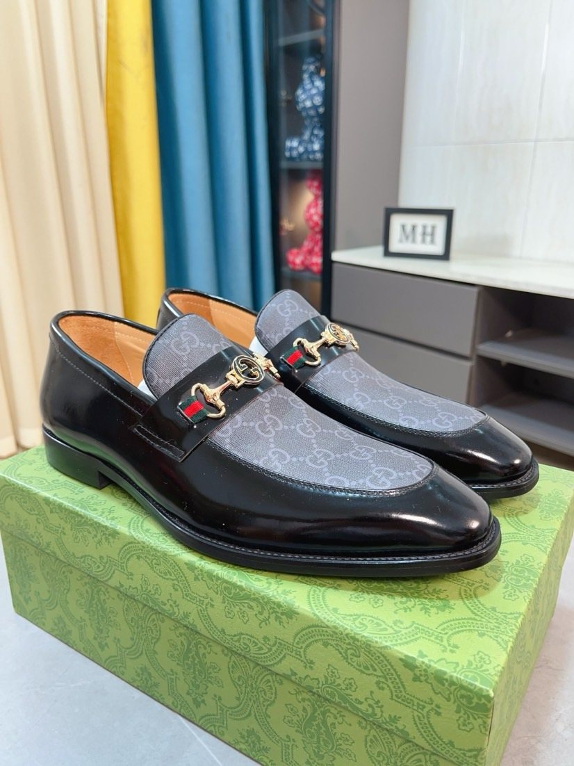 Gucci Monogram Metal Bit Loafers