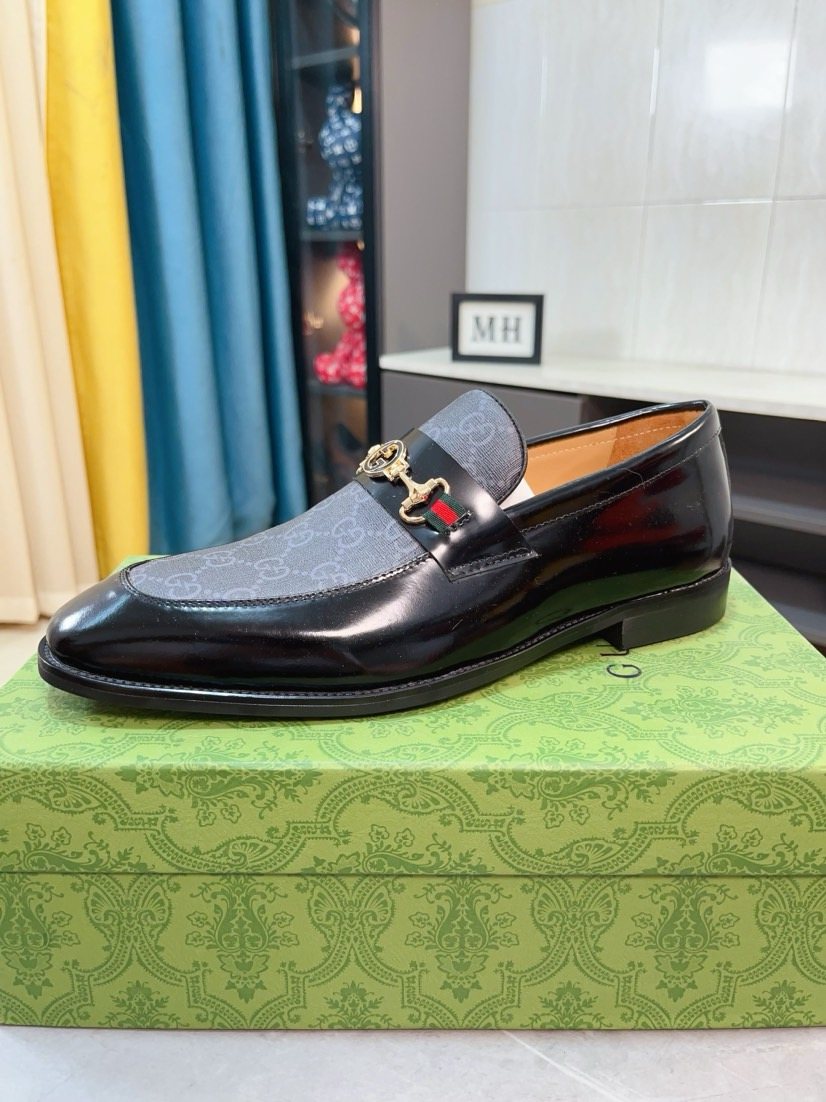 Gucci Monogram Metal Bit Loafers